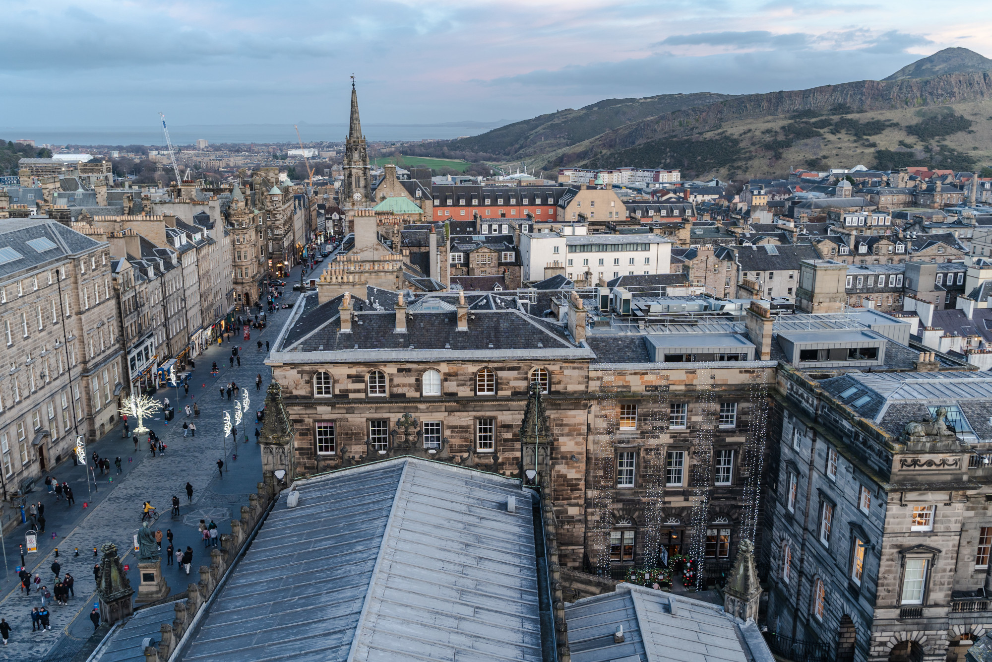 aerial view of the royal mile